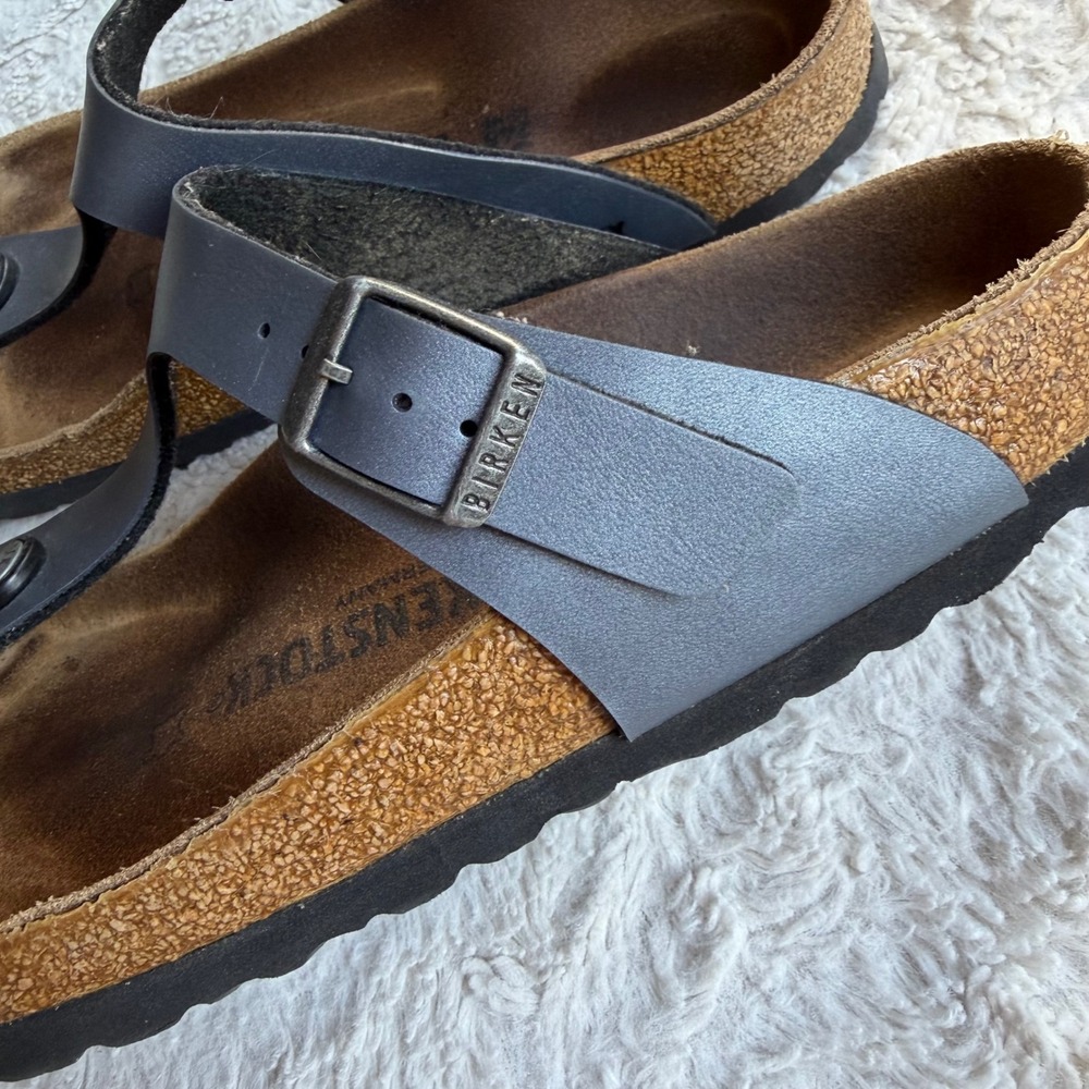 Birkenstock Gizeh Birko-Flor Steel Blue Grey Thong Sandals 38 7 7.5 - Picture 11 of 14